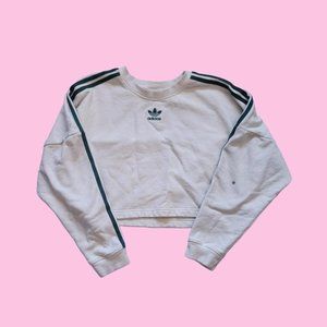 White And Green Adidas cropped sweater
